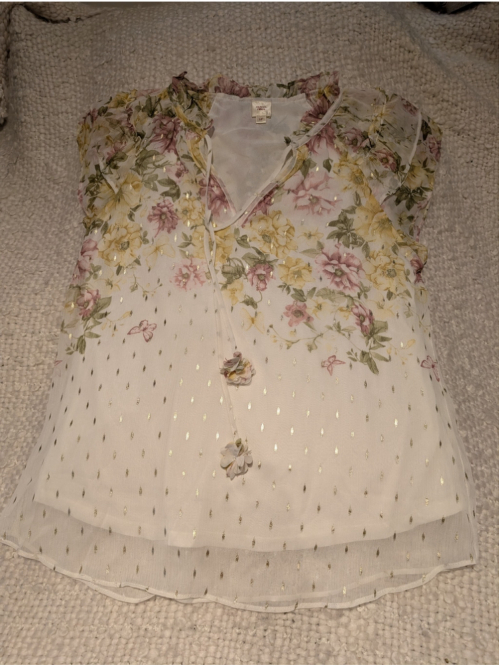 Women's Autres Filles Floral Blouse Size S White Gold